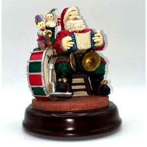 Vintage CBK Ltd Santa With Holly Berry Drum Pixie Elf Elves Accordian Music Box